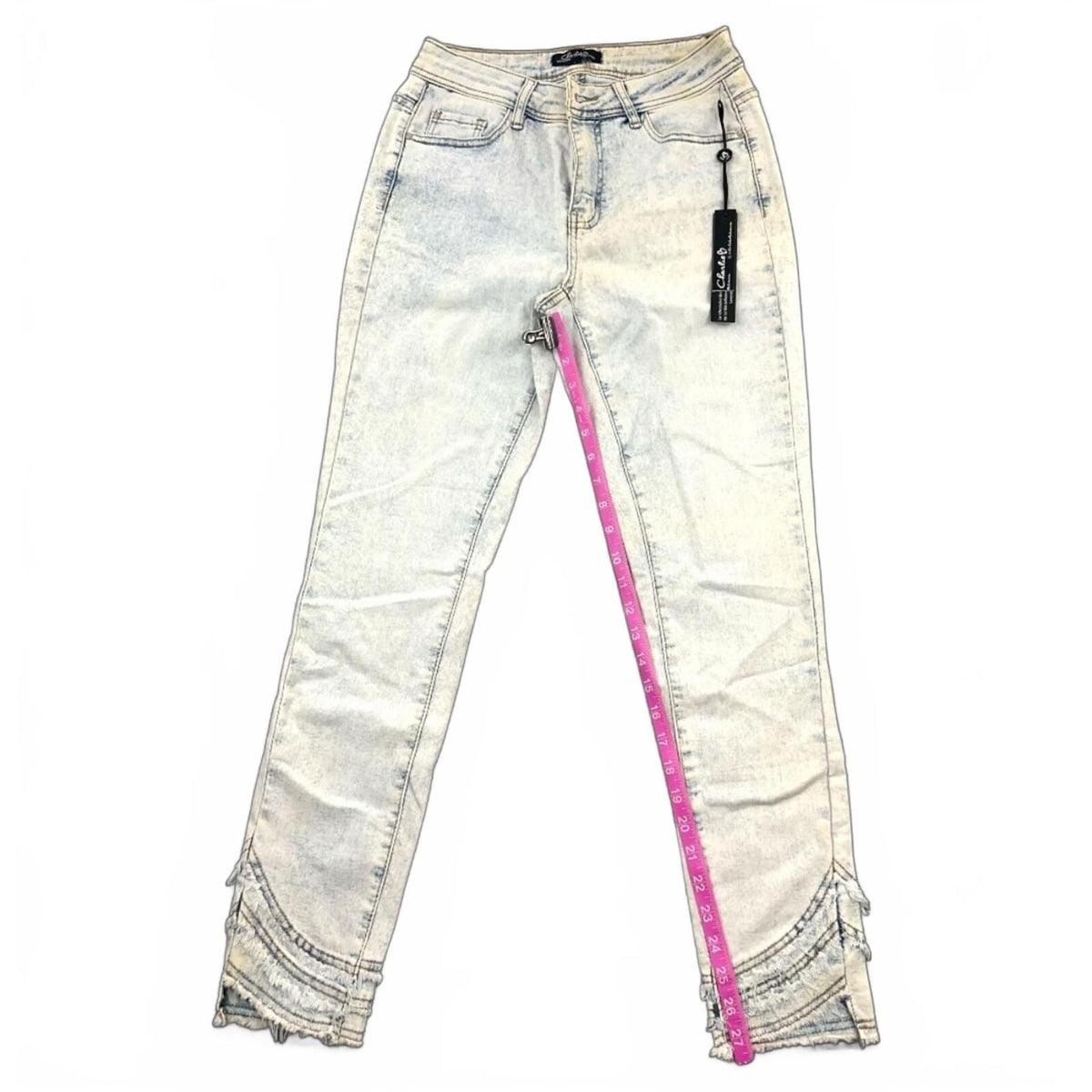 NWT Charlie B Triple Tiered Fringe Denim Ankle Pants Blue Y2K Indie Bohemian