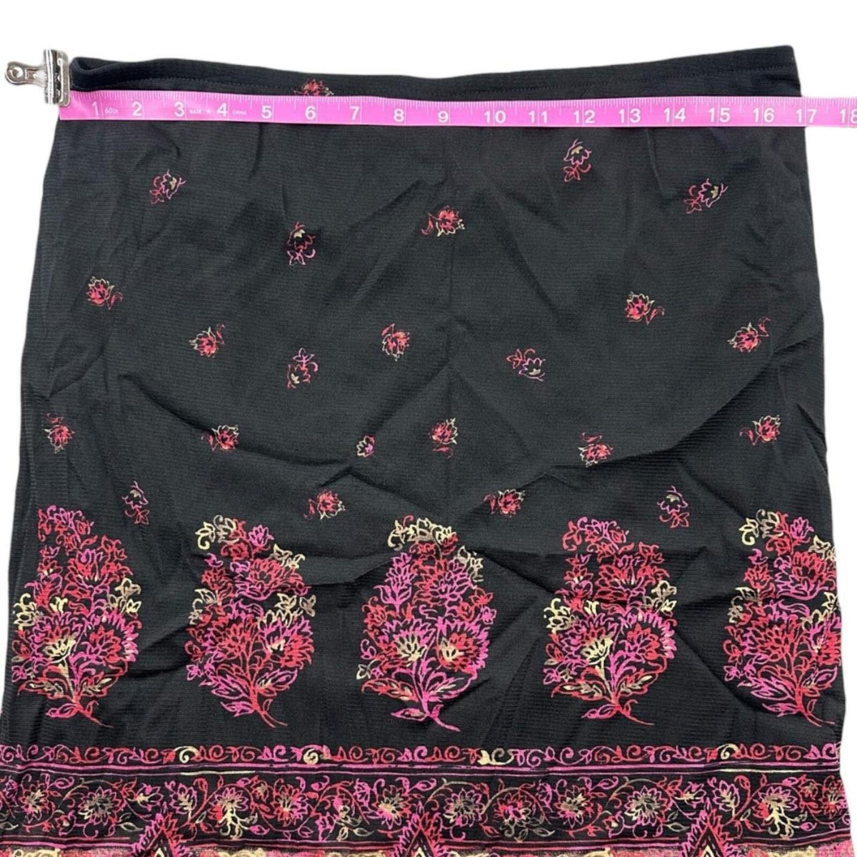 Emma James Black Floral Paisley Pencil Skirt Y2K Vintage Bohemian