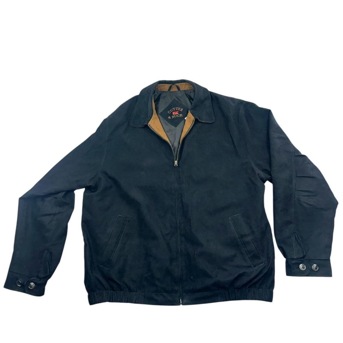 Cutter & Buck Black Bomber Jacket Water Resistant Microfiber Casual