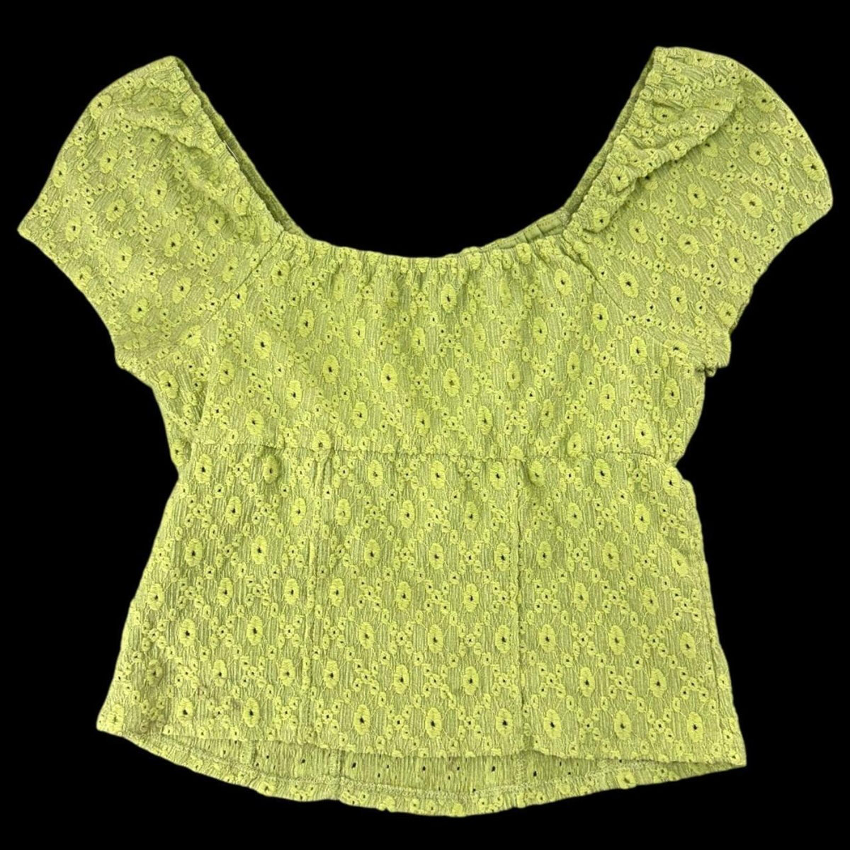 So Cinched Front Puff Sleeve Crop Top