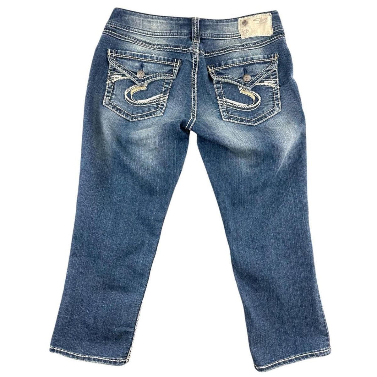 Silver Jeans Co. Natsuki Capri Jeans Mid Rise Medium Wash Blue Denim Cropped Y2K
