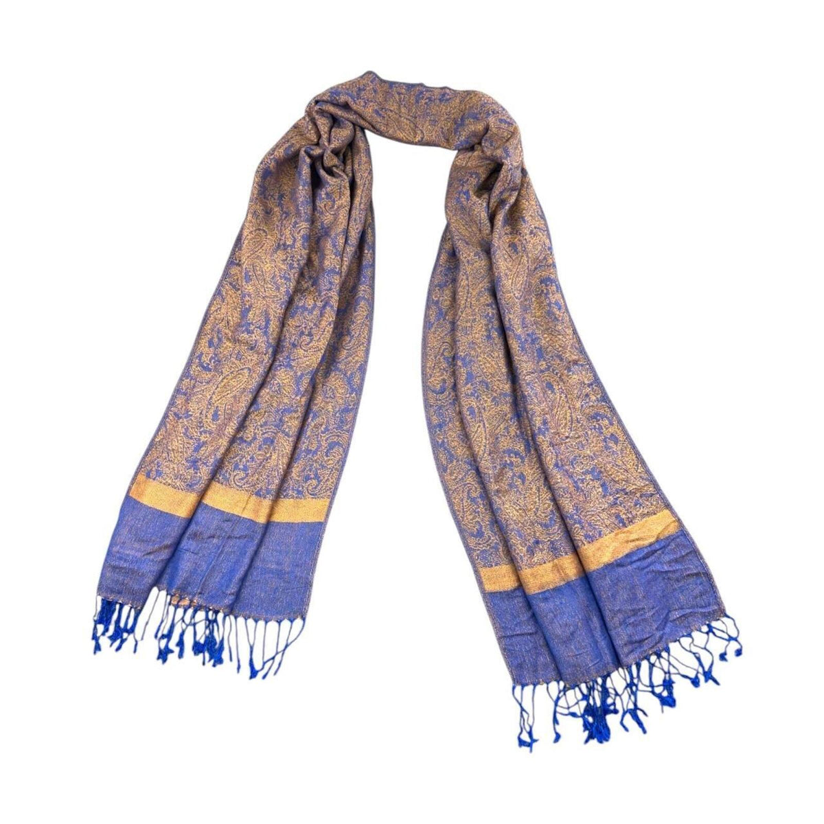 Purple & Gold Paisley Patterned Pashmina Scarf