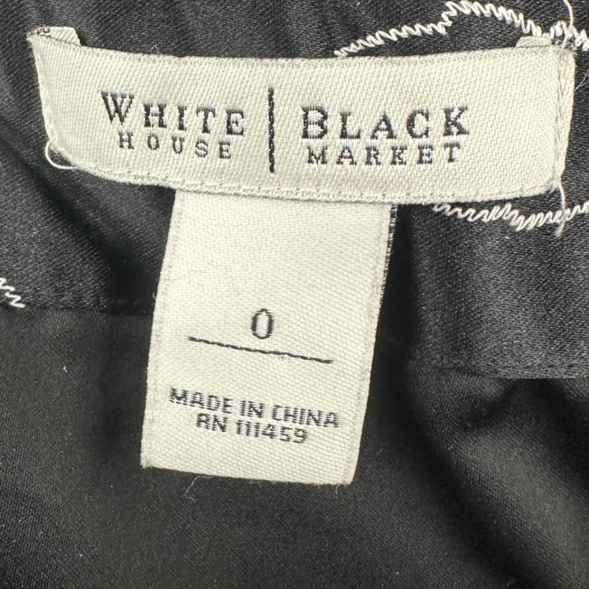 White House Black Market Strapless Black Sateen Dress with White Floral Embroide