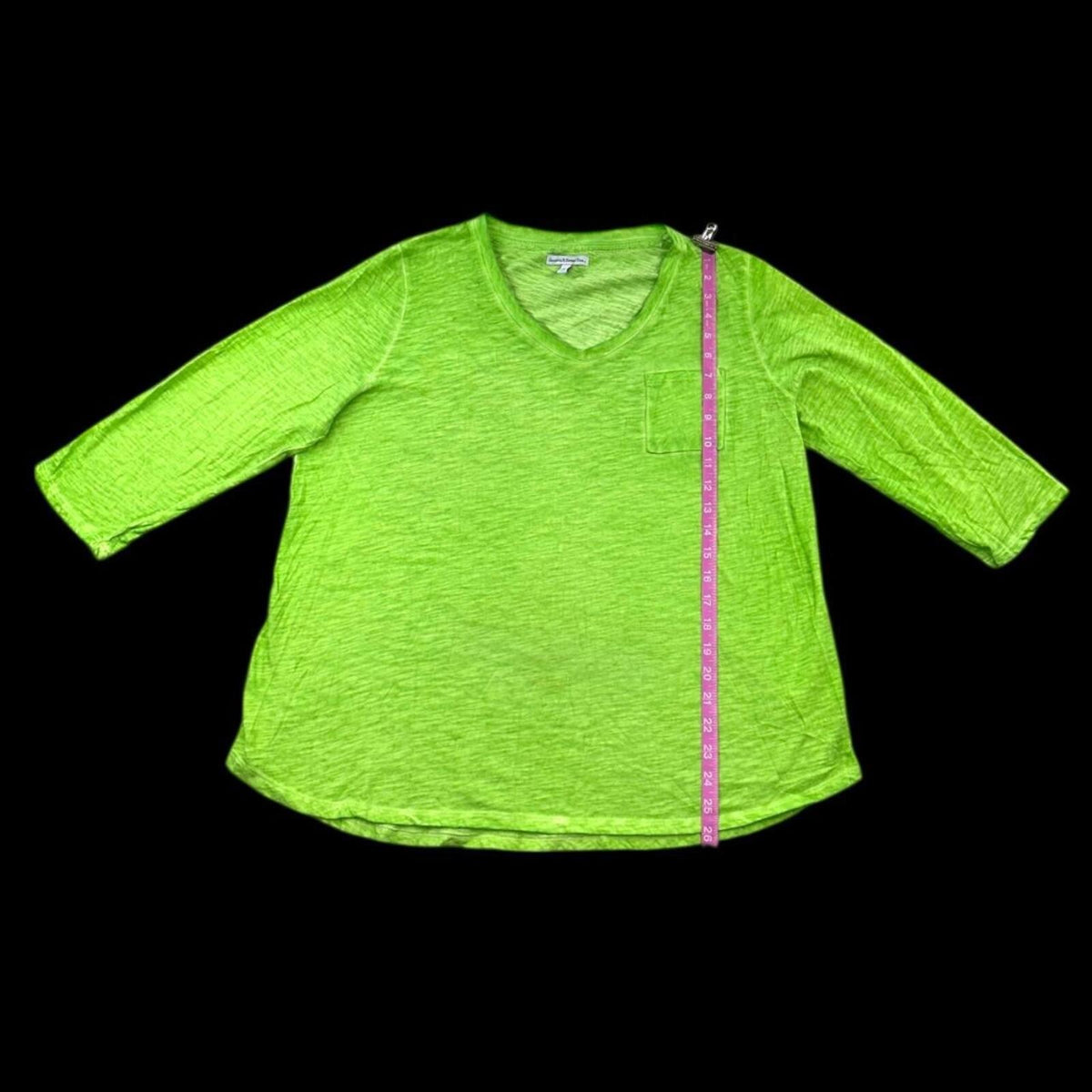Sunsets & Sweet Tea Lime Green 3/4 Sleeve V Neck Tee Casual Y2K Preppy