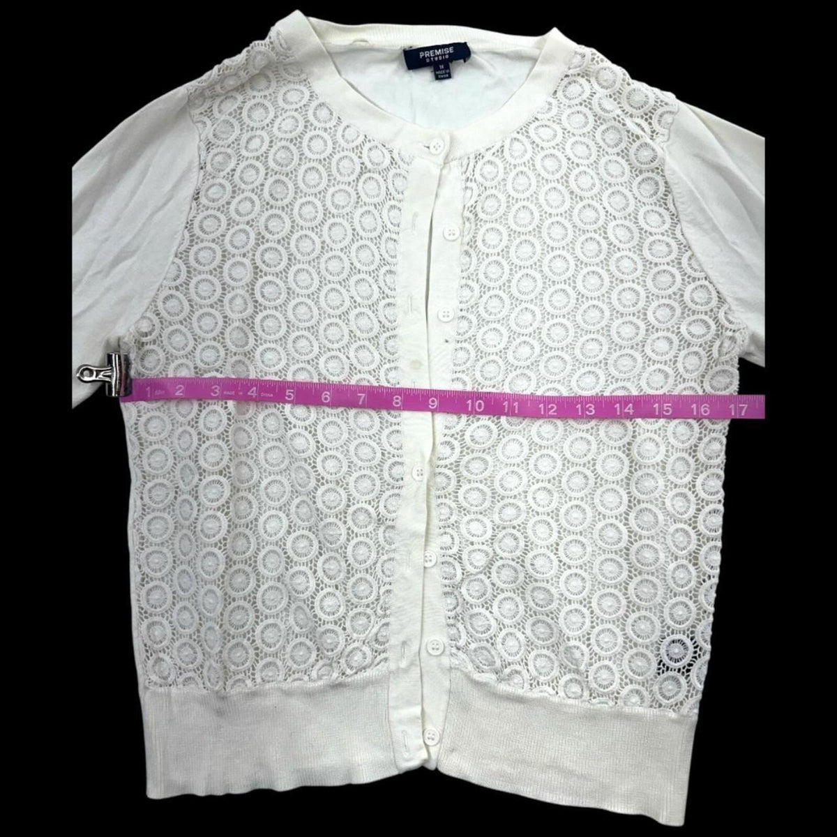 Premise Studio White Crochet Lace Cardigan Bohemian Fairycore Coquette Girl