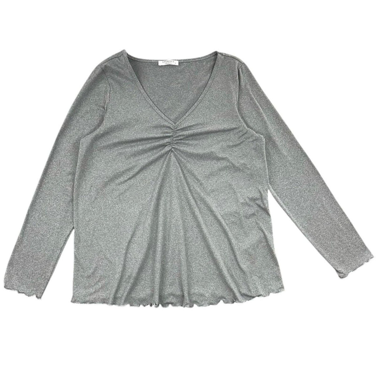 Ekouaer Grey Ruched V Neck Top Y2K Style