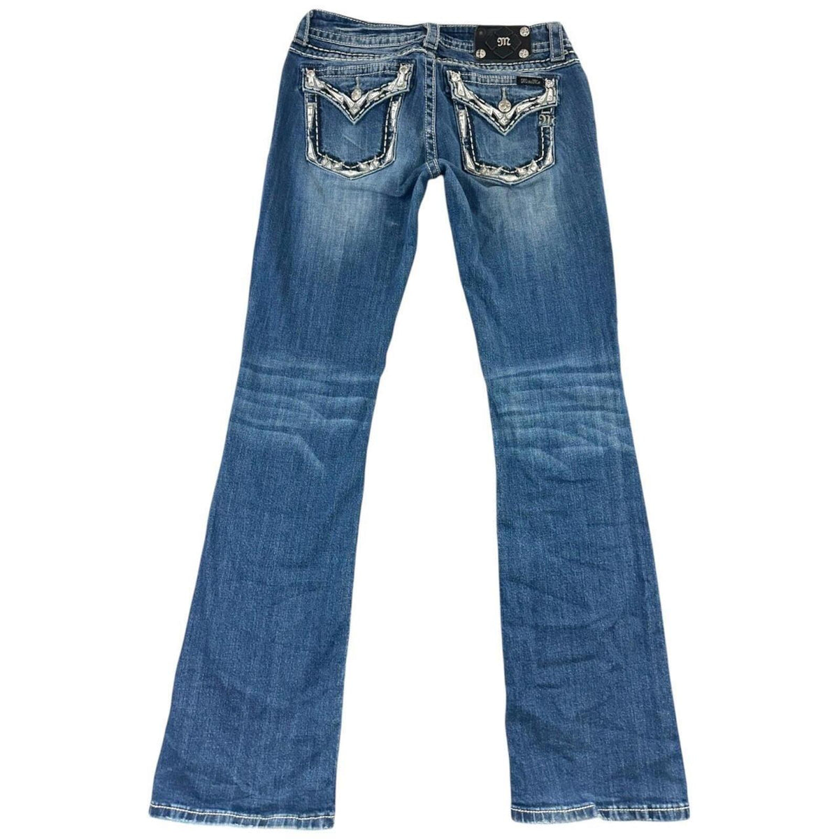 Miss Me Vintage Y2K Embellished Bootcut Jeans Blue Rhinestone Rivets