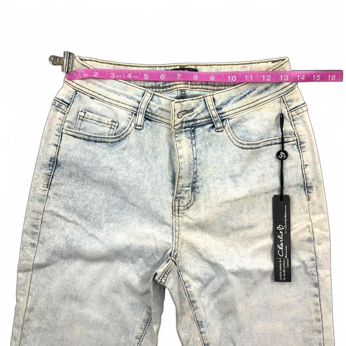 NWT Charlie B Triple Tiered Fringe Denim Ankle Pants Blue Y2K Indie Bohemian