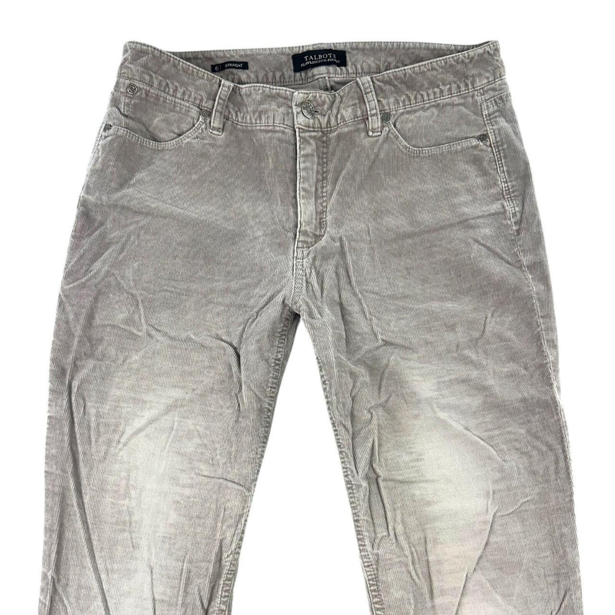 Talbots Light Grey Fine Wale Corduroy Straight Leg Pants Flawless Five