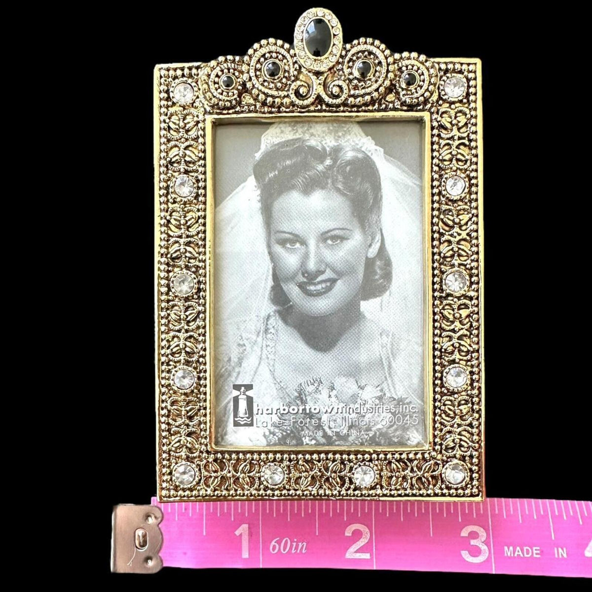Harbor Town Industries Vintage Ornate Gold Tone Jeweled Picture Frame