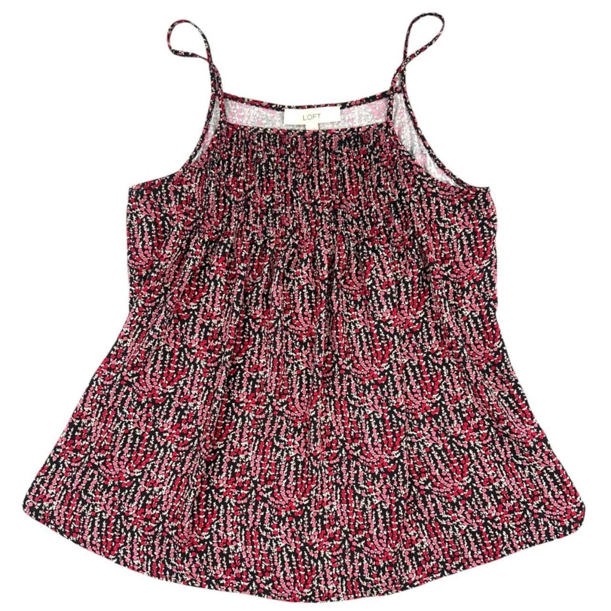 Ann Taylor LOFT Floral Mixed Media Cami Top Red Black Boho