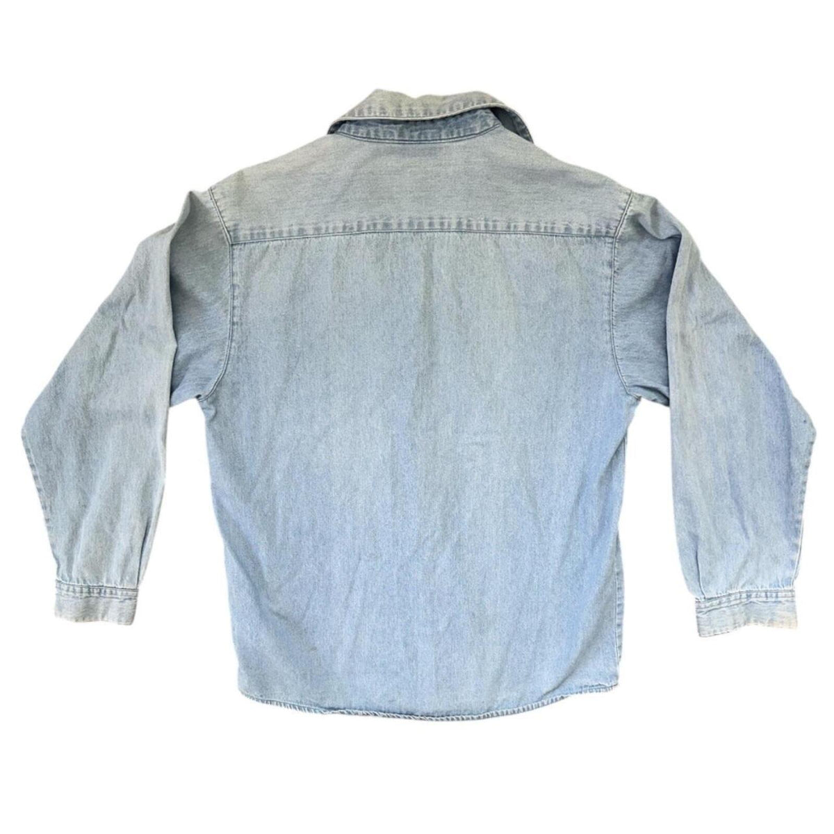 Christopher & Banks Vintage Denim Shirt with Embroidered Elephants Leopard Trim