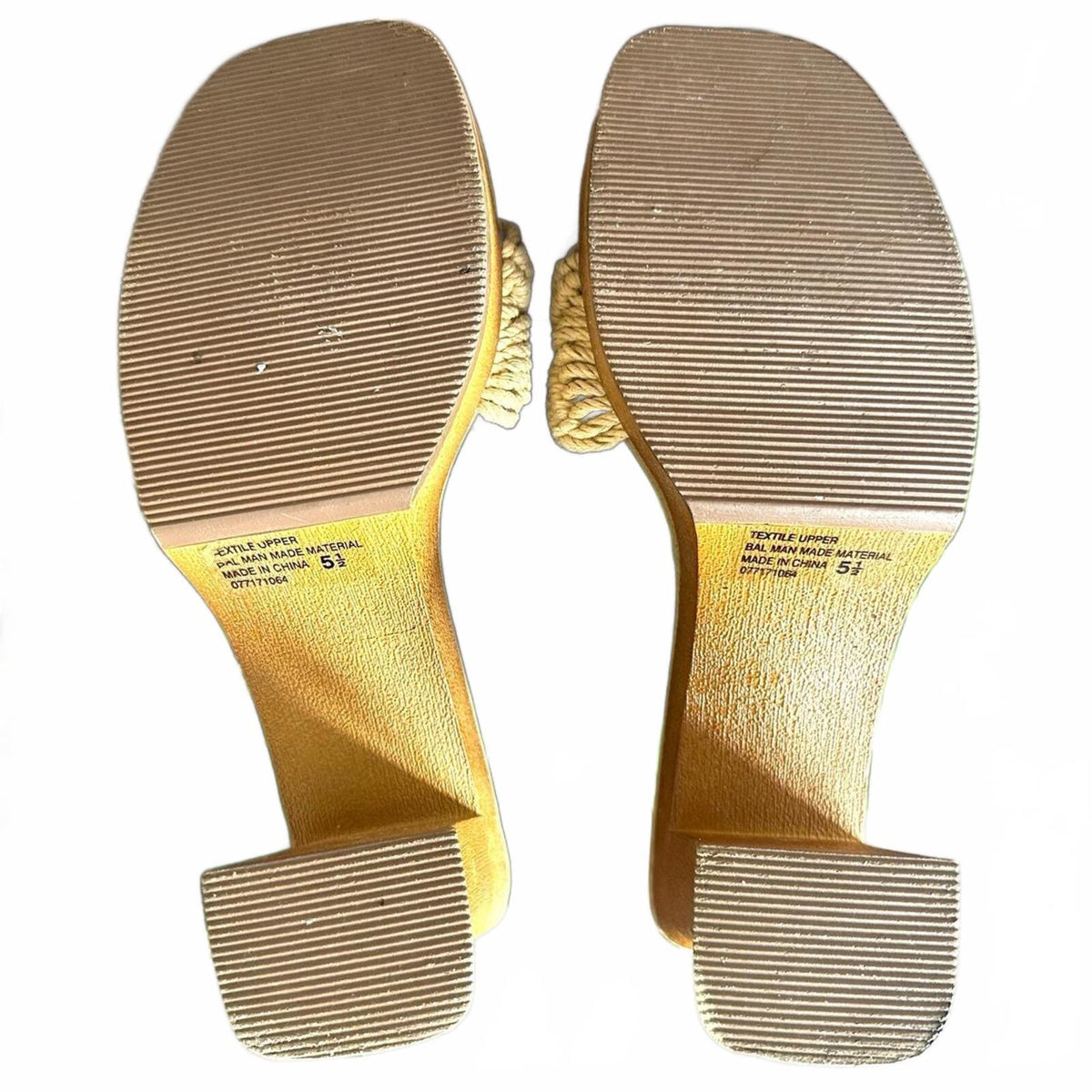 Xhilaration Y2K Macrame Chunky Flared Block Heel Sandals Tan Brown