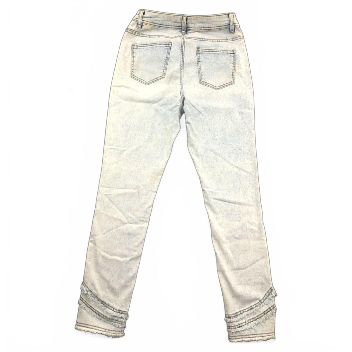 NWT Charlie B Triple Tiered Fringe Denim Ankle Pants Blue Y2K Indie Bohemian