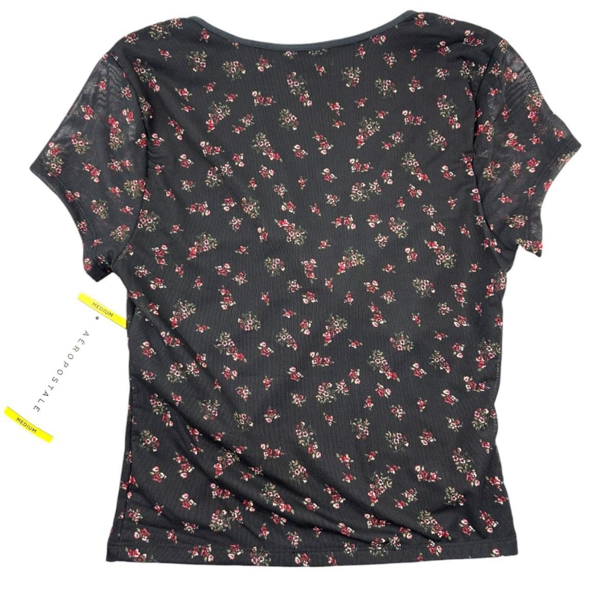 Aéropostale Floral Mesh V Neck Crop Top Y2K Coquette
