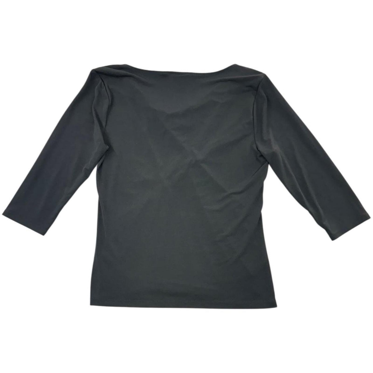 New York & Company Elegant Black Draped Cowl Neck Top 3/4 Sleeves Y2K