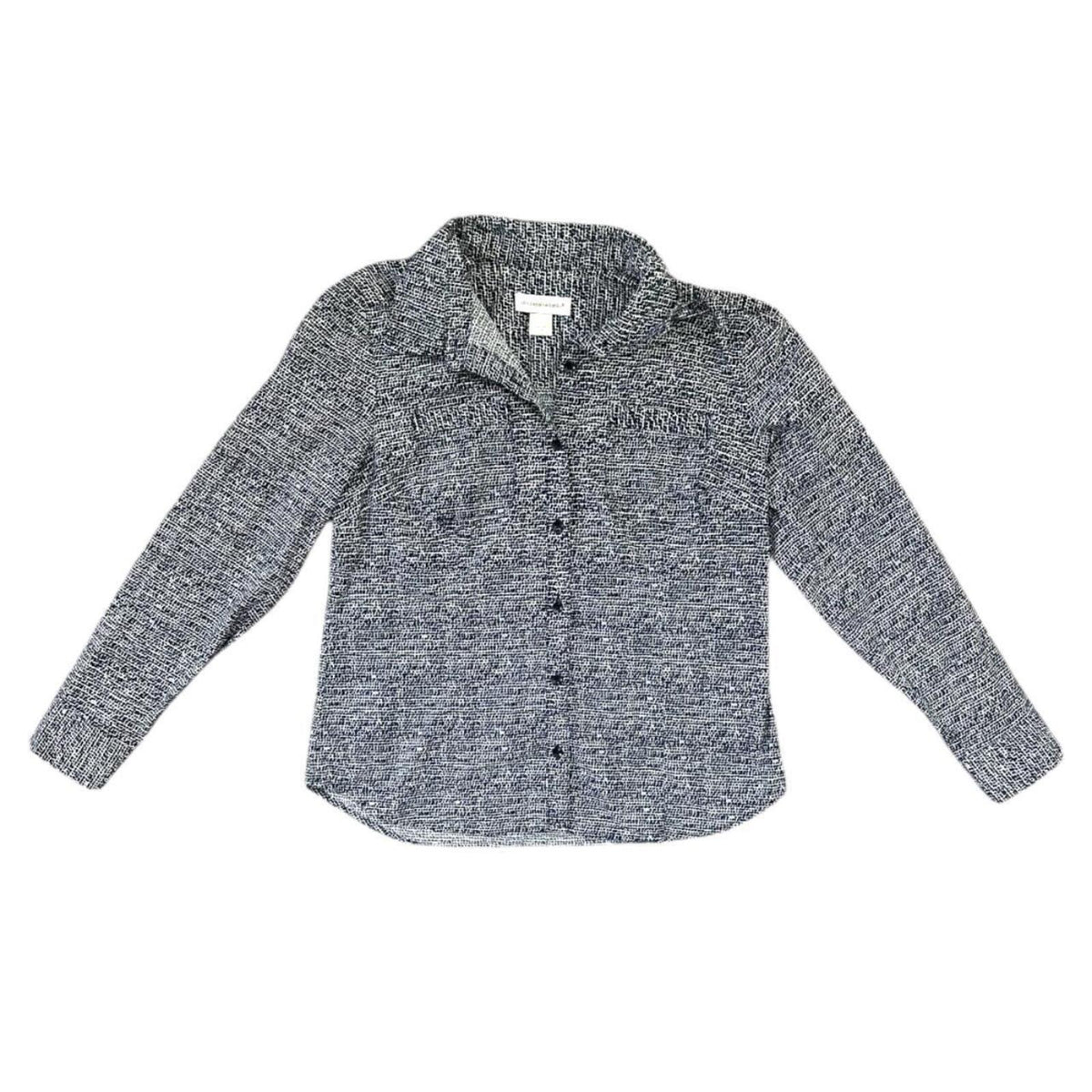 Christopher & Banks Long Sleeve Button Up Shirt Gray Blue Abstract Minimalist