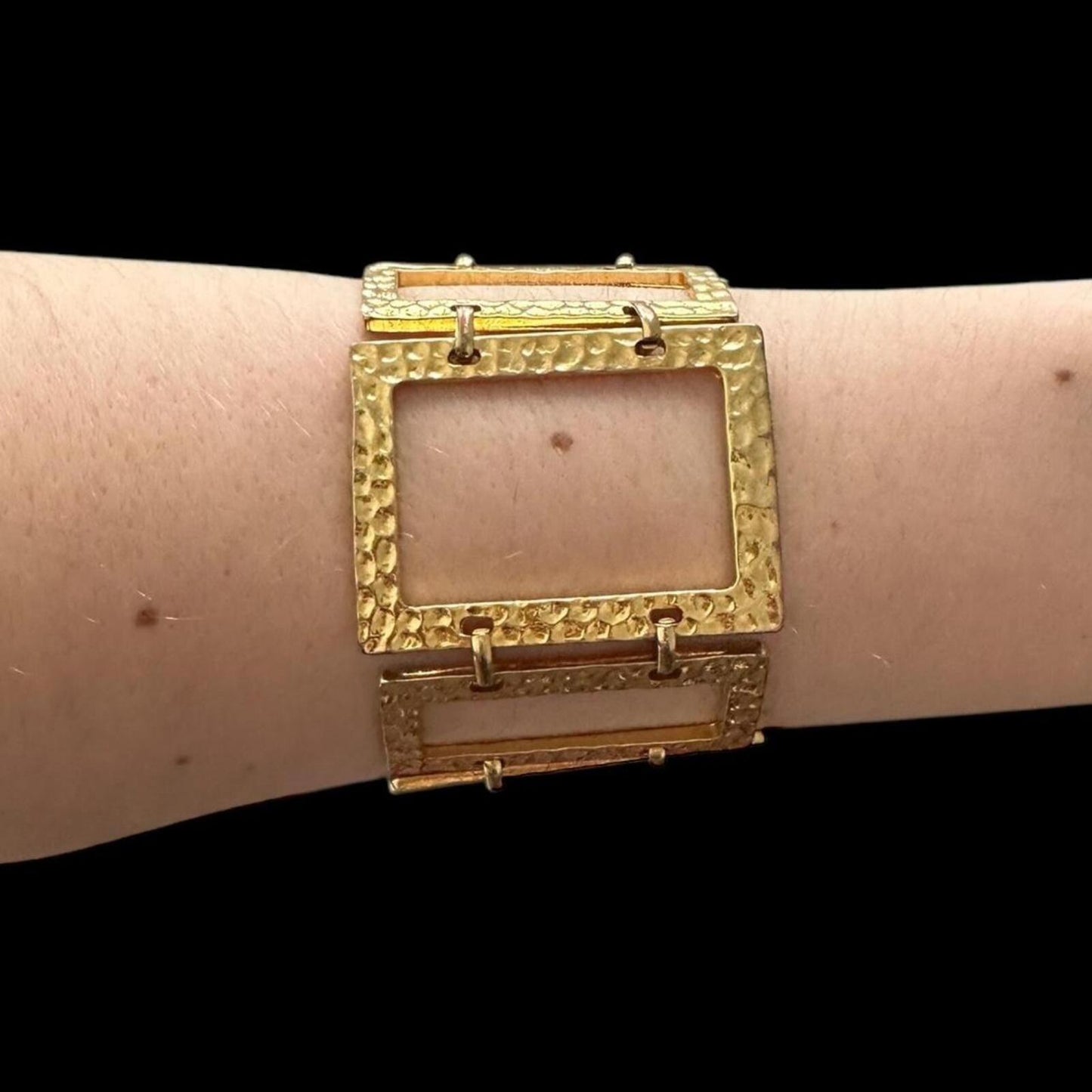 Bold Gold Tone Geometric Statement Bracelet