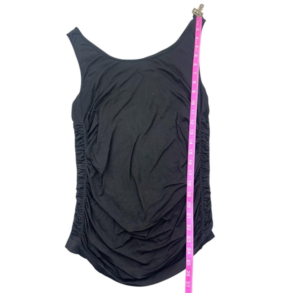 Black Side Ruching Tank Top Casual Minimalist Preppy