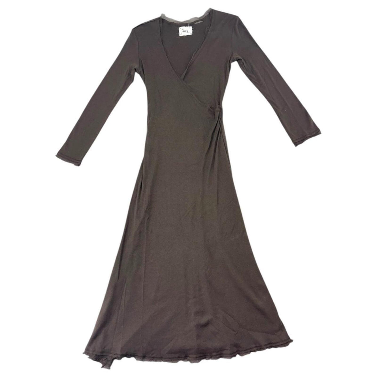 Linq Dark Brown Long Sleeve Wrap Dress Midi Soft Jersey Knit