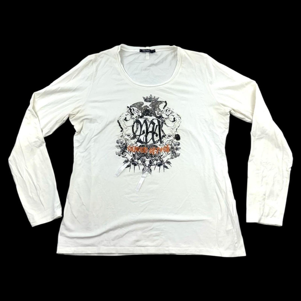 Marc by Marc Jacobs White Long Sleeve Graphic Top Y2K Indie Punk