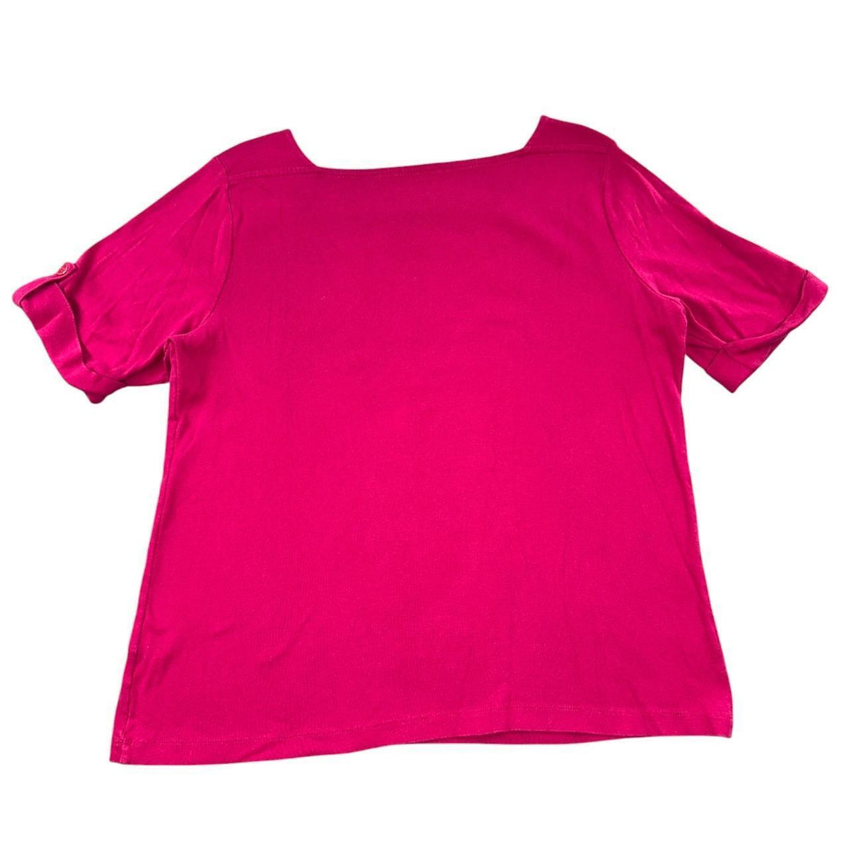 Croft & Barrow Vibrant Fuchsia Boatneck Top with Decorative Shoulder Buttons