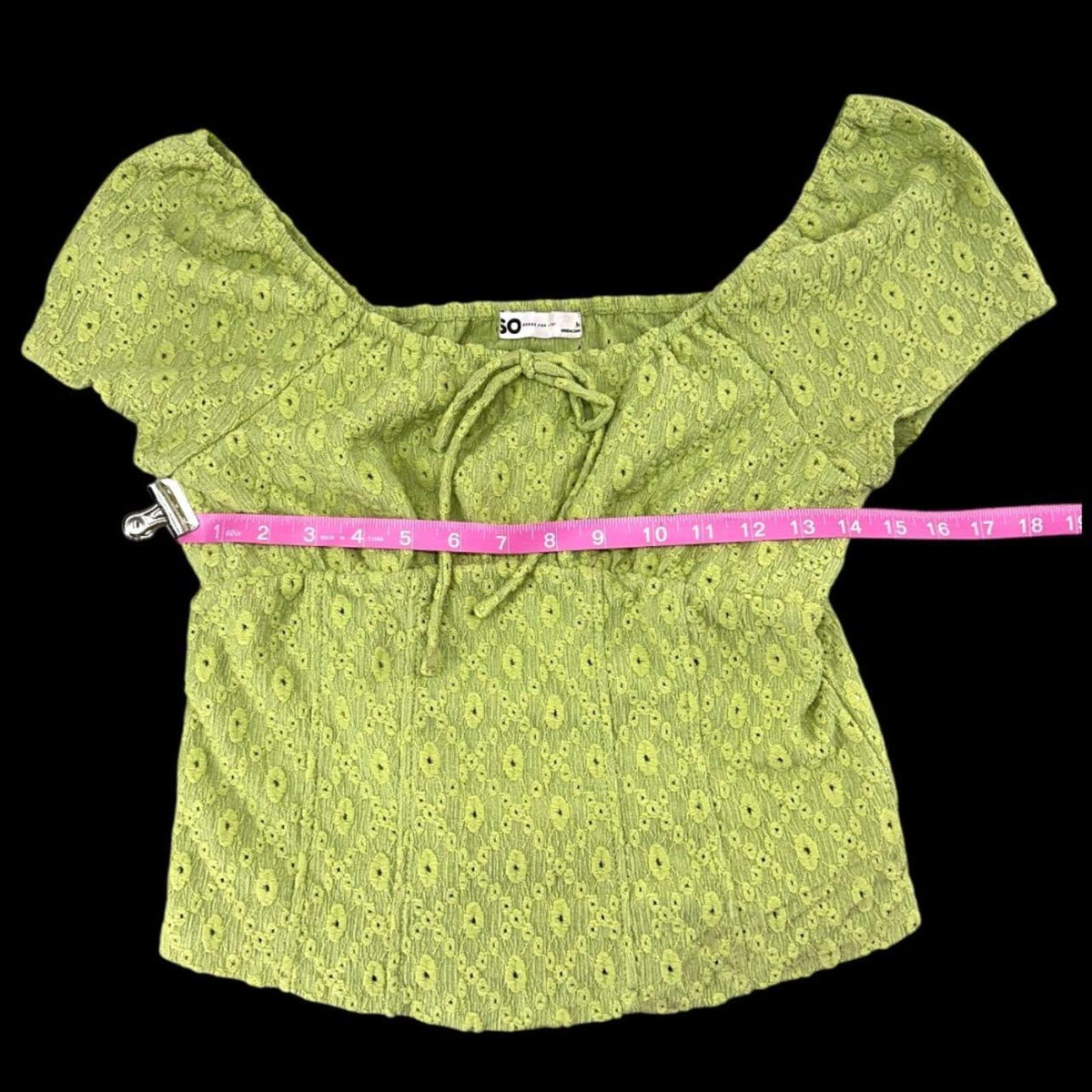 So Cinched Front Puff Sleeve Crop Top