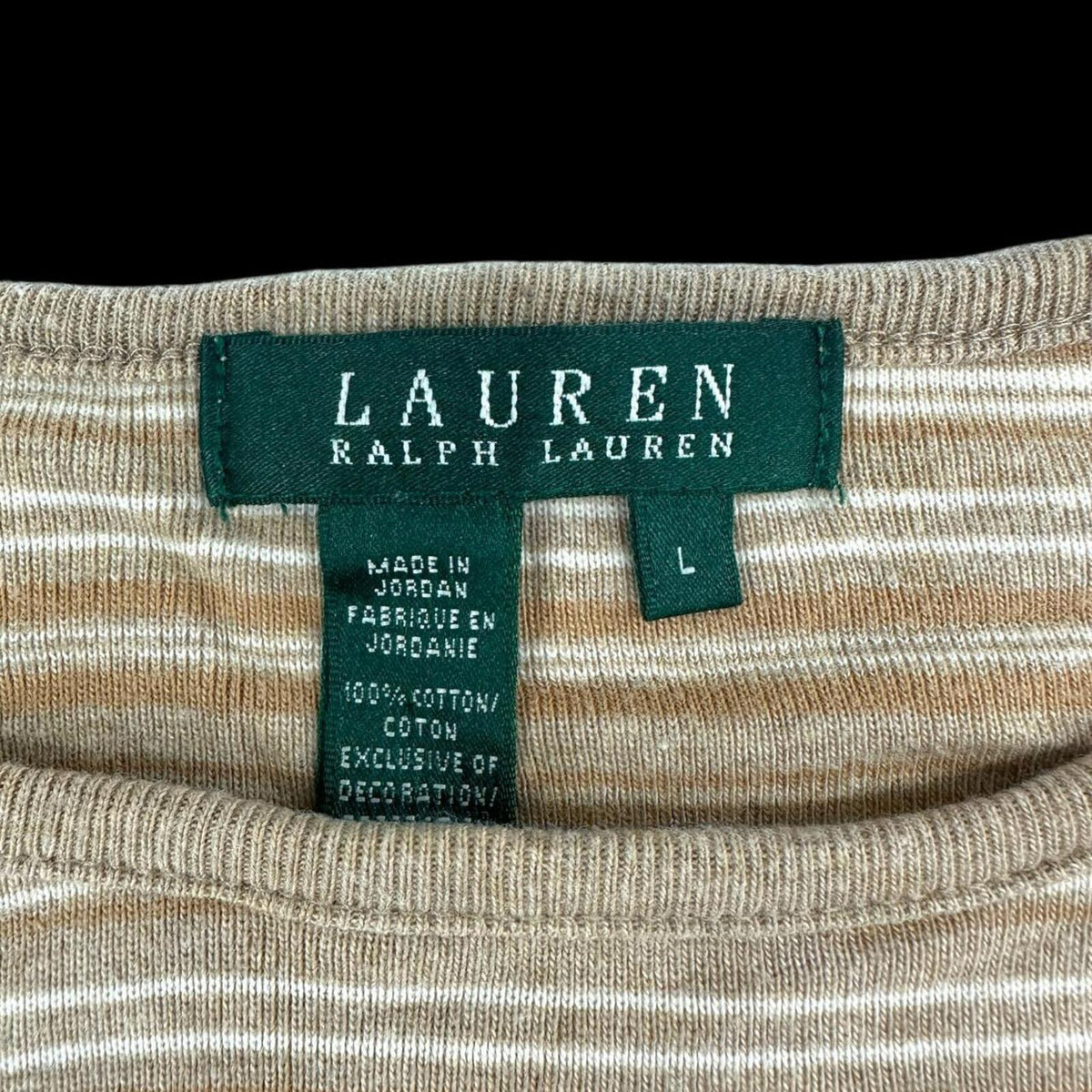 Lauren Ralph Lauren Vintage Striped Long Sleeve Top Brown Tan