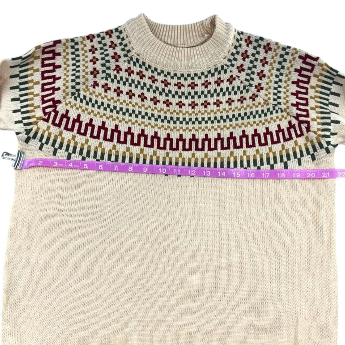 Cream Nordic Pattern Sweater Bohemian Casual Preppy Style