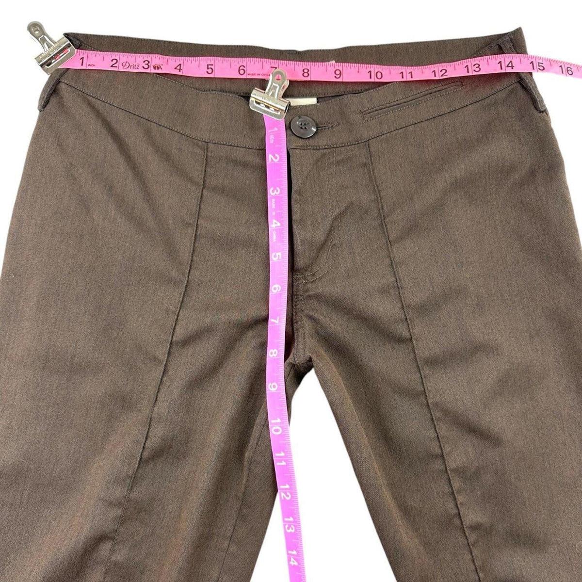 Jou Jou Vintage 90s Mid Rise Brown Flared Trousers Y2K Grunge Coquette