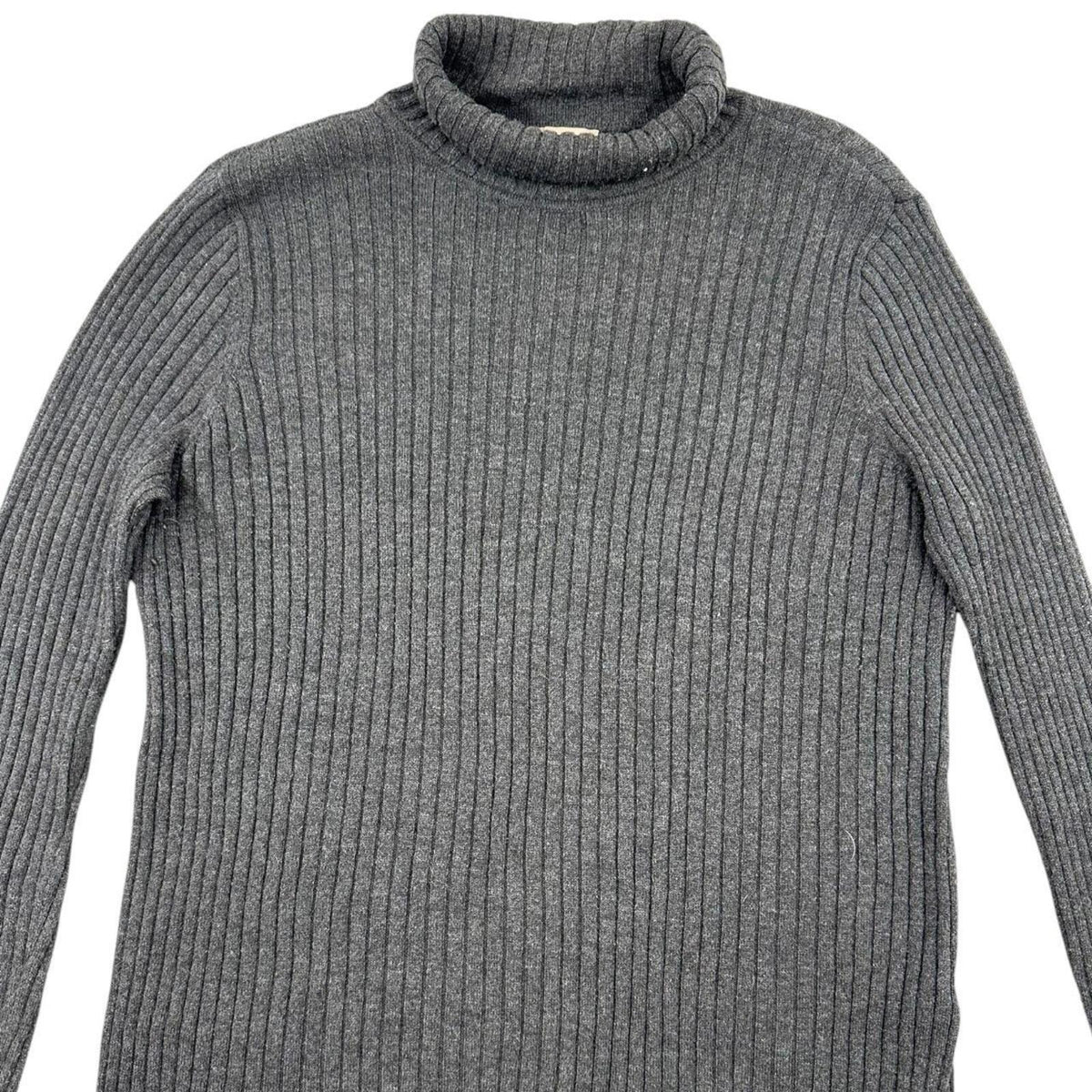 Chico's Ribbed Gray Turtleneck Sweater Soft Vertical Knit Minimalist