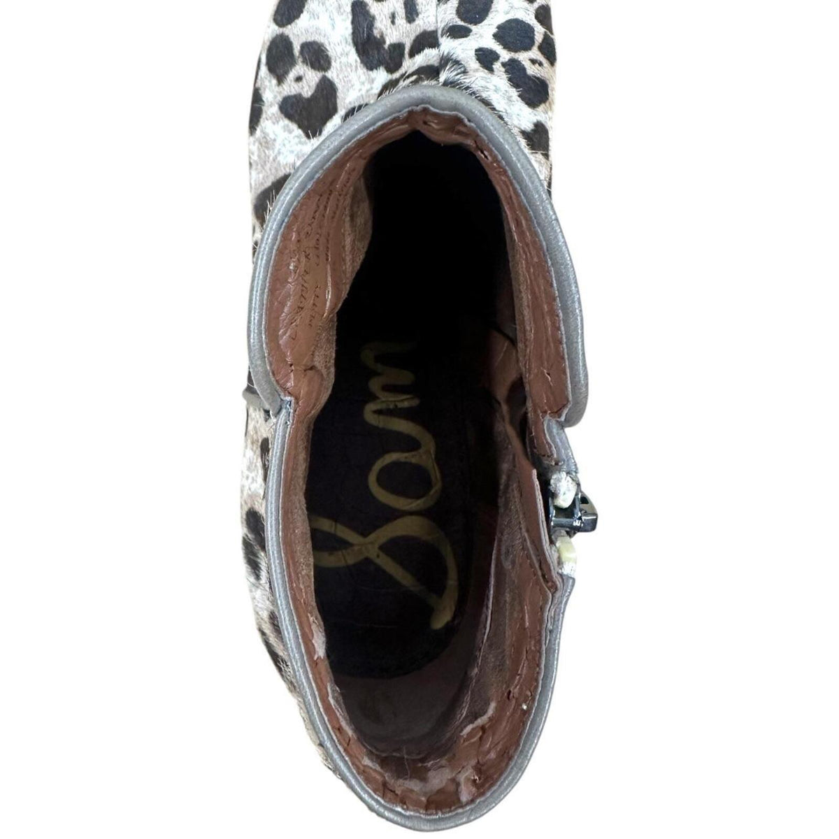 Sam Edelman Petty Leopard Print Calf Hair Ankle Booties Y2K