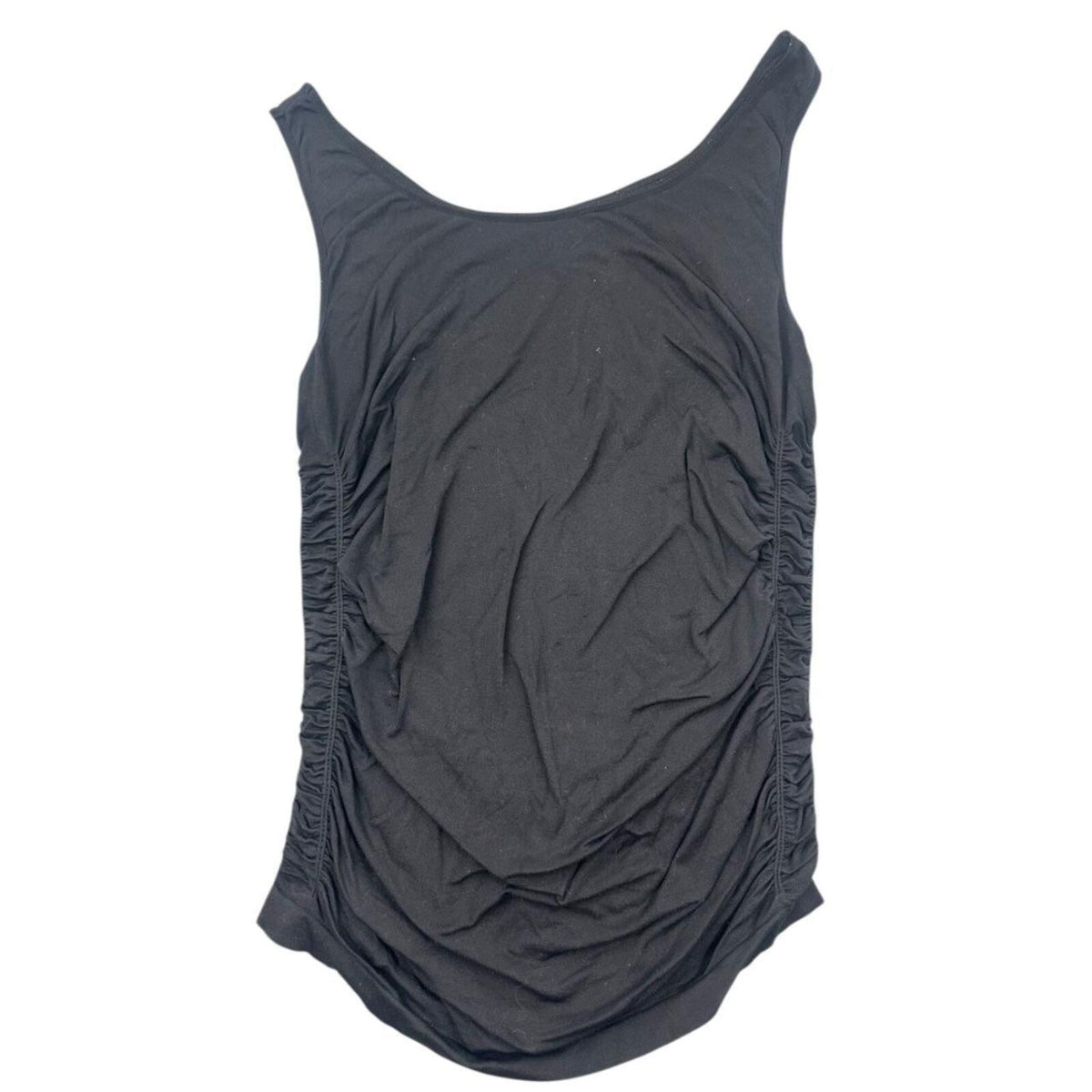 Black Side Ruching Tank Top Casual Minimalist Preppy