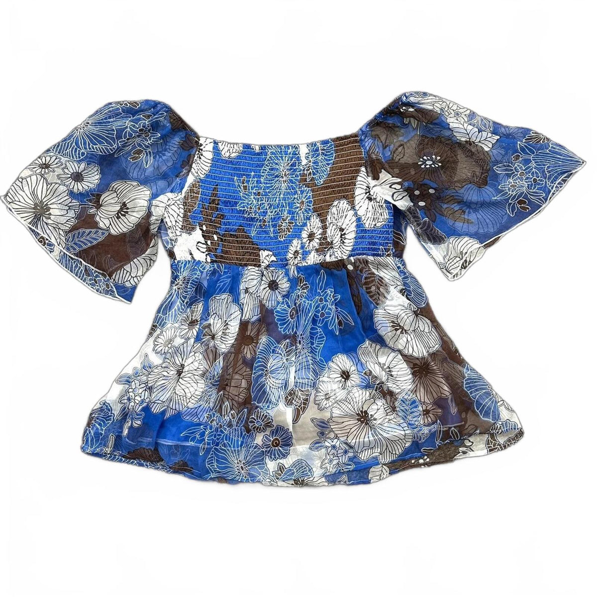 Karen Kane Floral Silk Tie Front Top Size Large