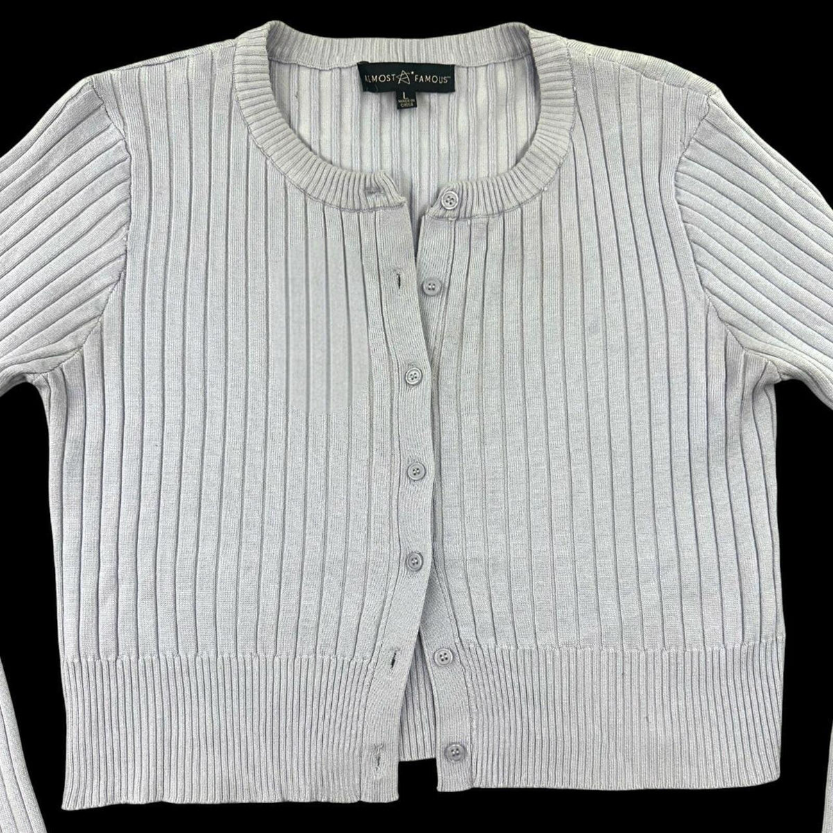 Almost Famous Lavender Ribbed Cropped Cardigan 90s Minimalist Coquette
