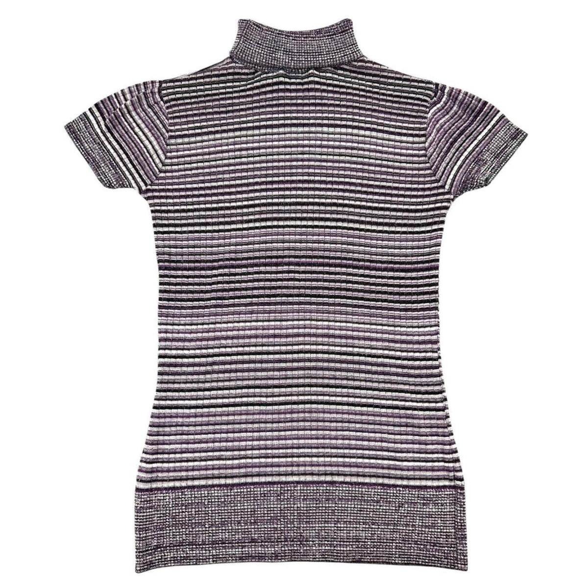Y2K iZ Byer Purple and White Short Sleeve Turtleneck Knit Top