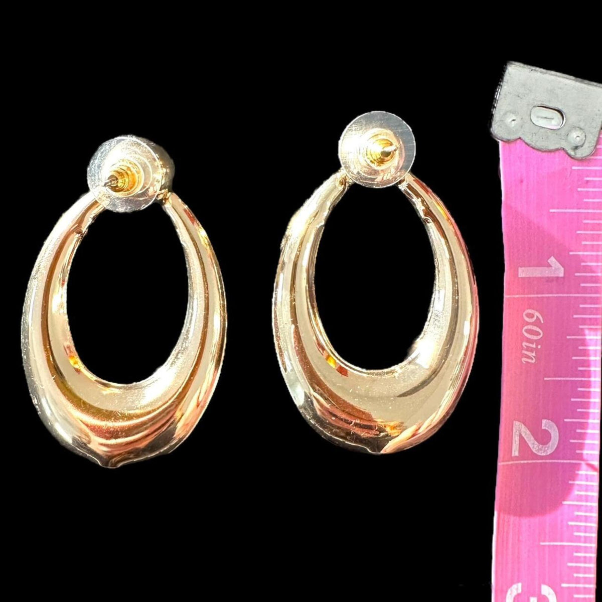 Gold Tone Oval Hoop Earrings