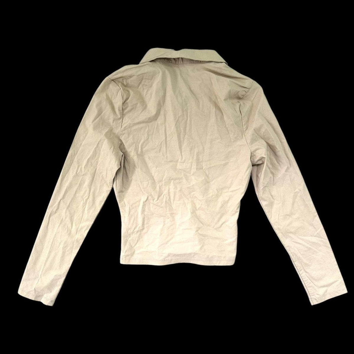 Love Tree Tan Cream Ruched Long Sleeve Button Up Top Indie Preppy Bohemian
