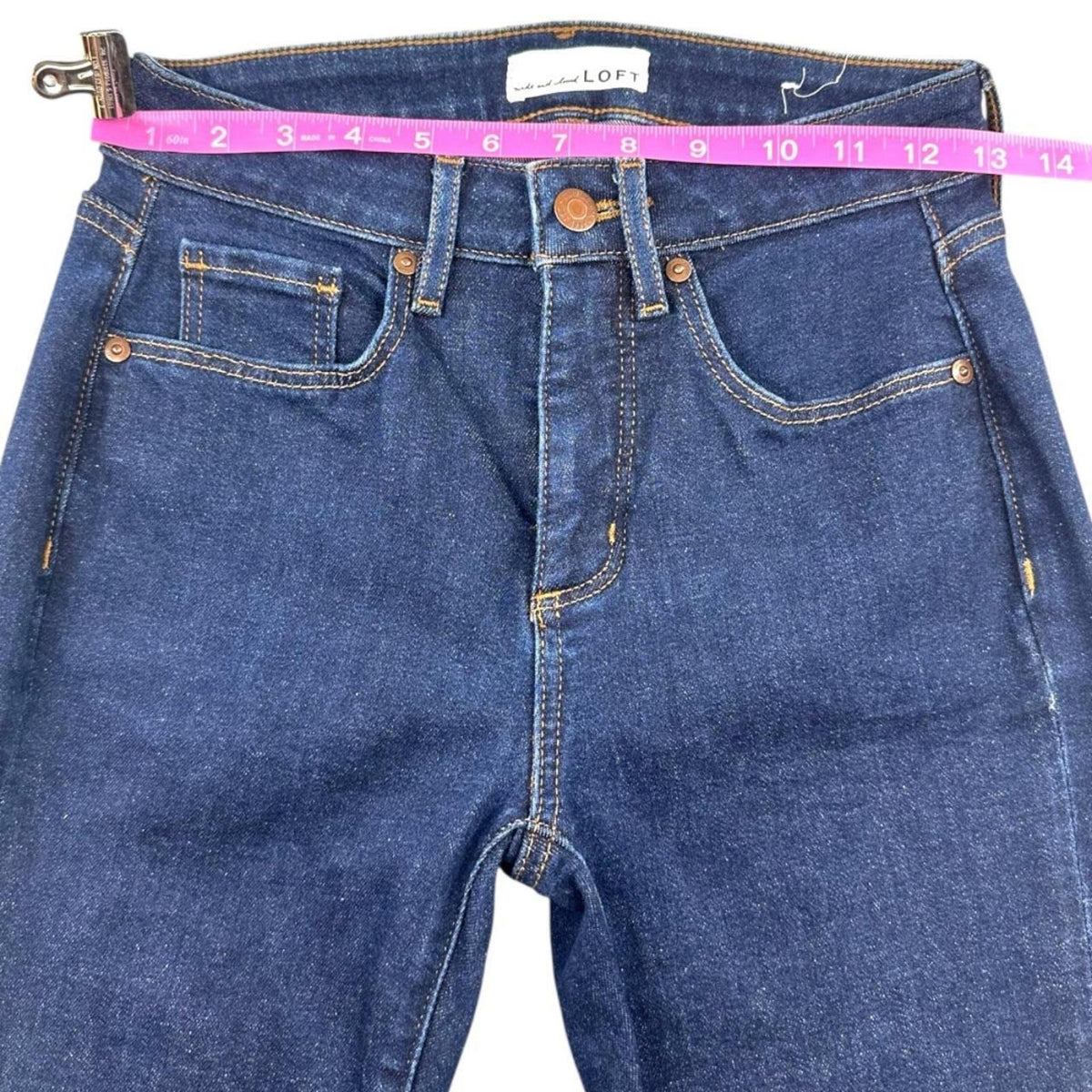 LOFT Dark Wash Flare Jeans Navy Blue Classic Five Pocket