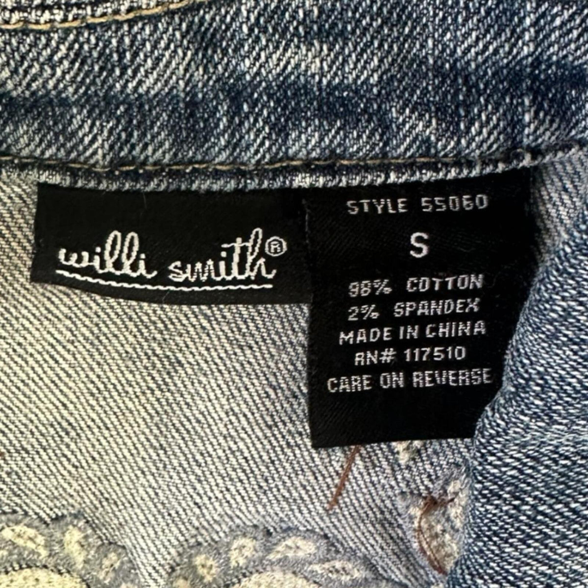Willi Smith Embroidered Denim Jacket Bohemian Western Y2K