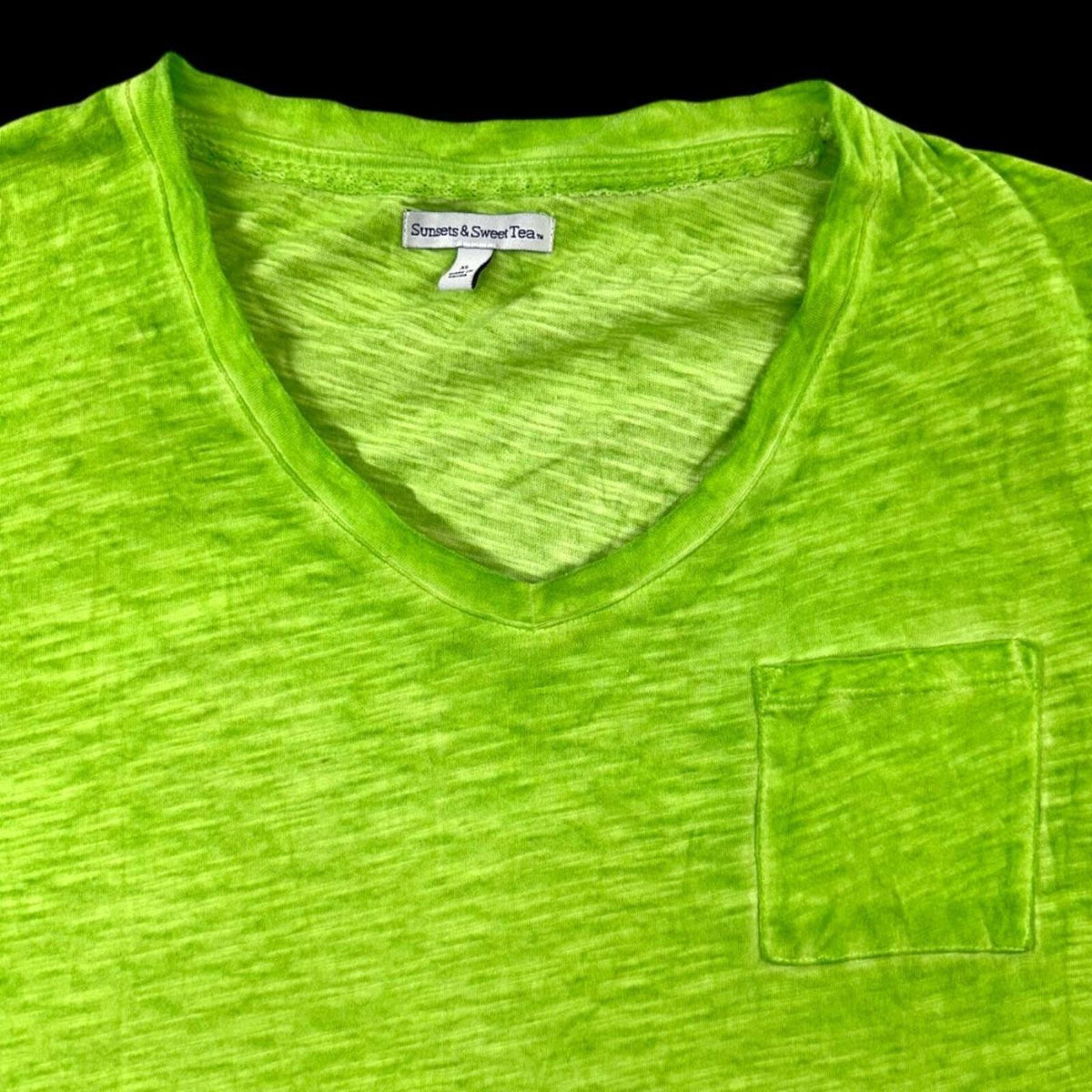 Sunsets & Sweet Tea Lime Green 3/4 Sleeve V Neck Tee Casual Y2K Preppy