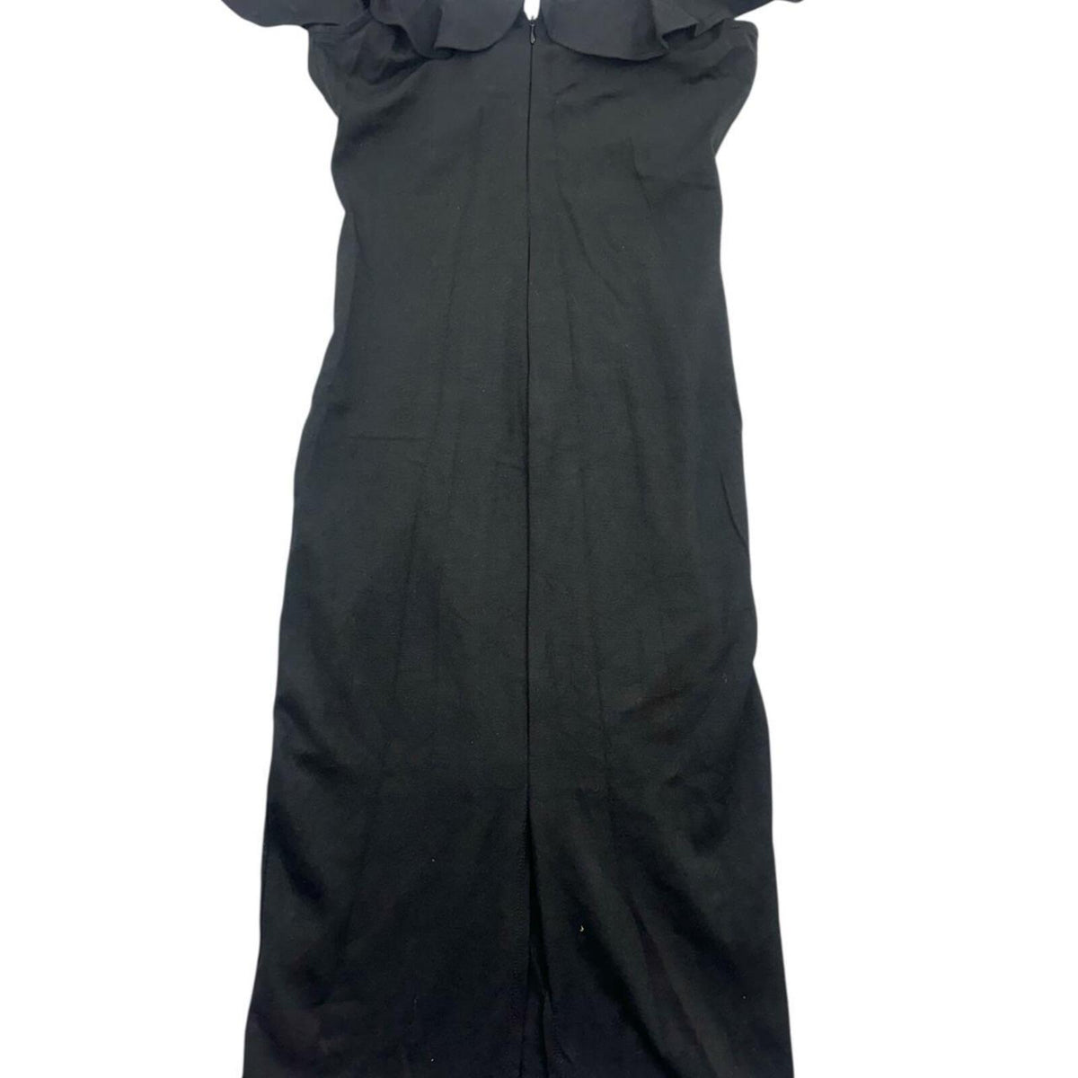 Lulus Persuasion Black Bodycon Midi Dress Ruffled Straps Elegant Stretchy