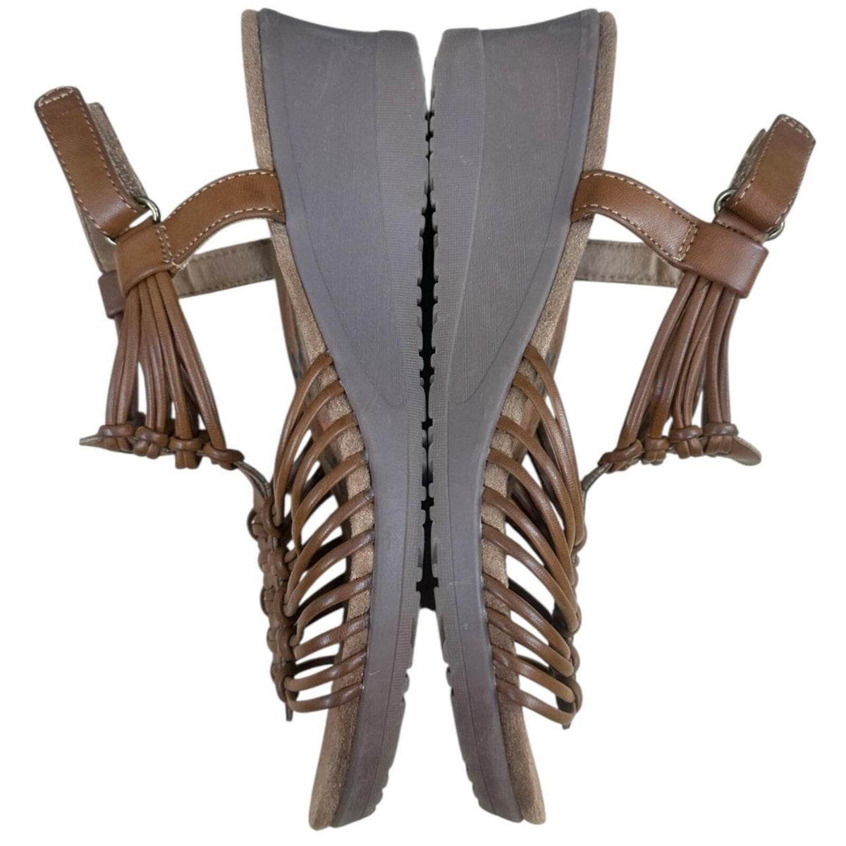 Baretraps Taren Wedge Strappy Sandals Brown Vegan Friendly Casual Boho