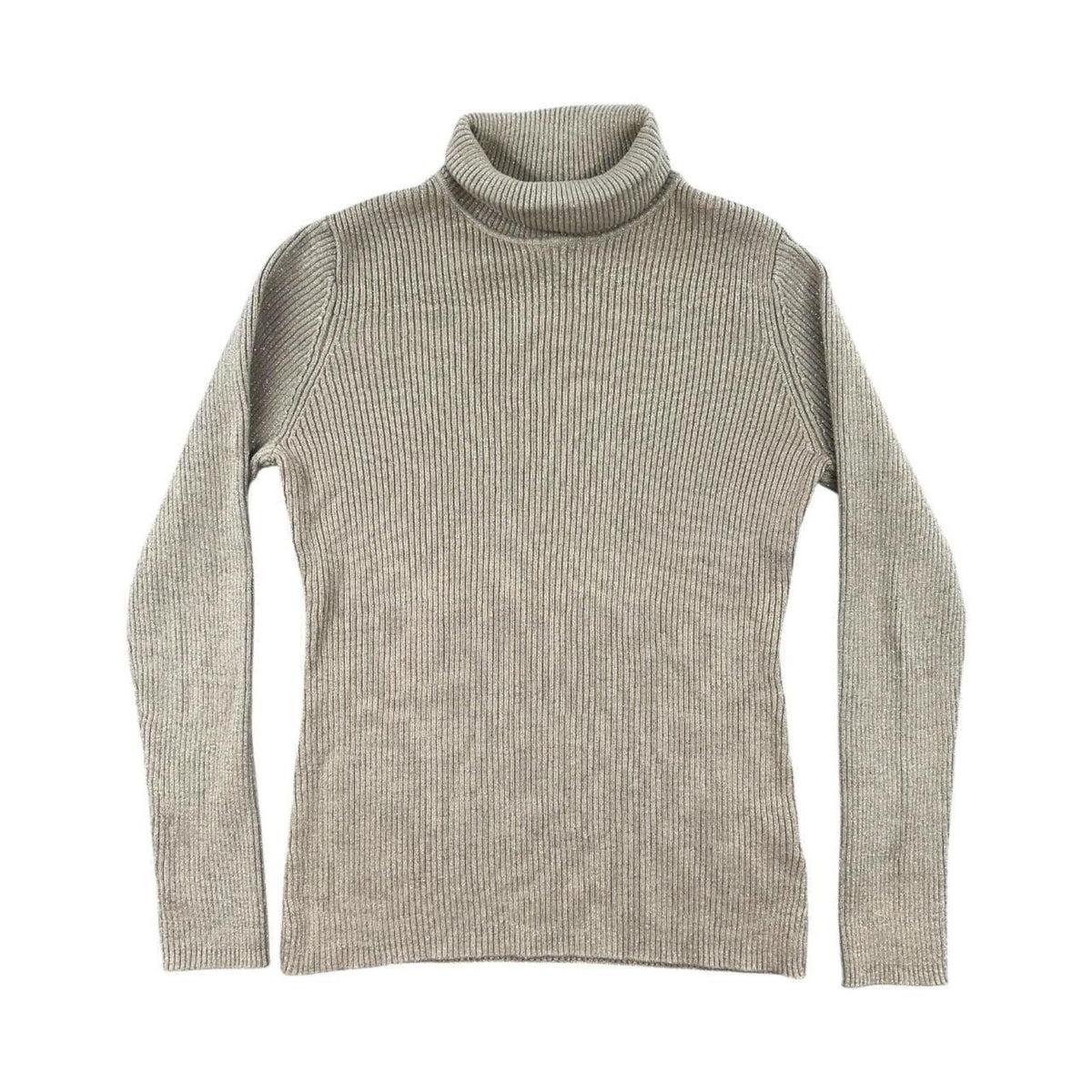 Basic Editions Beige Ribbed Knit Turtleneck Sweater Classic Minimalist 90s