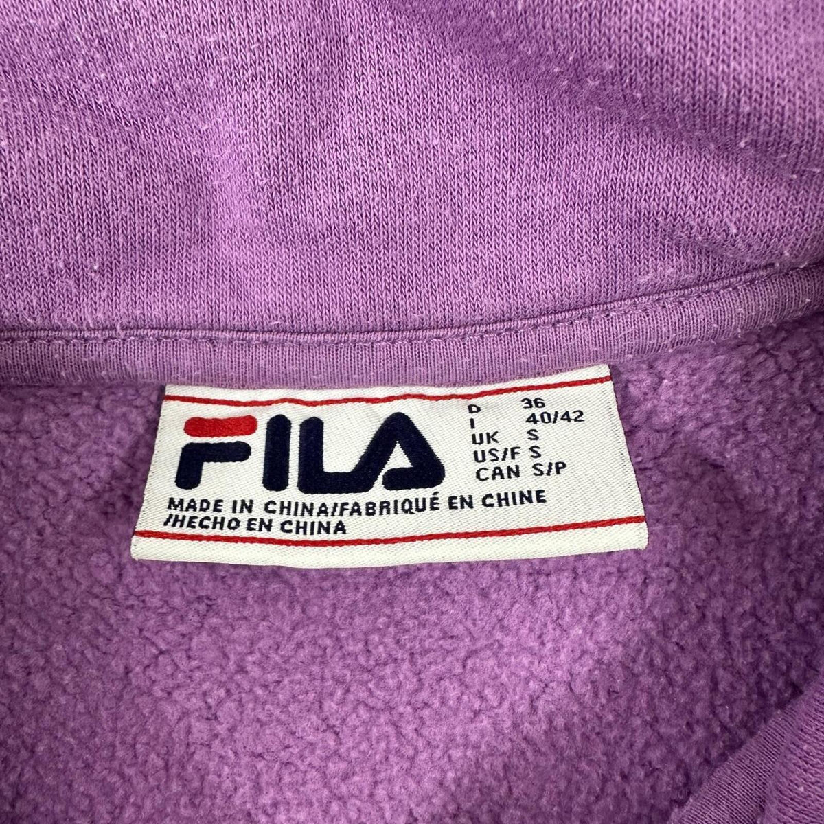 Fila Quarter Zip Pullover Sweatshirt Purple White Grey Colorblock Retro