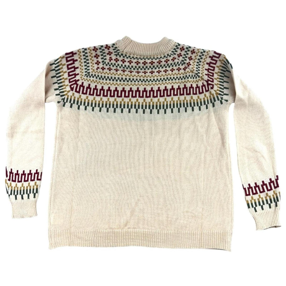 Cream Nordic Pattern Sweater Bohemian Casual Preppy Style