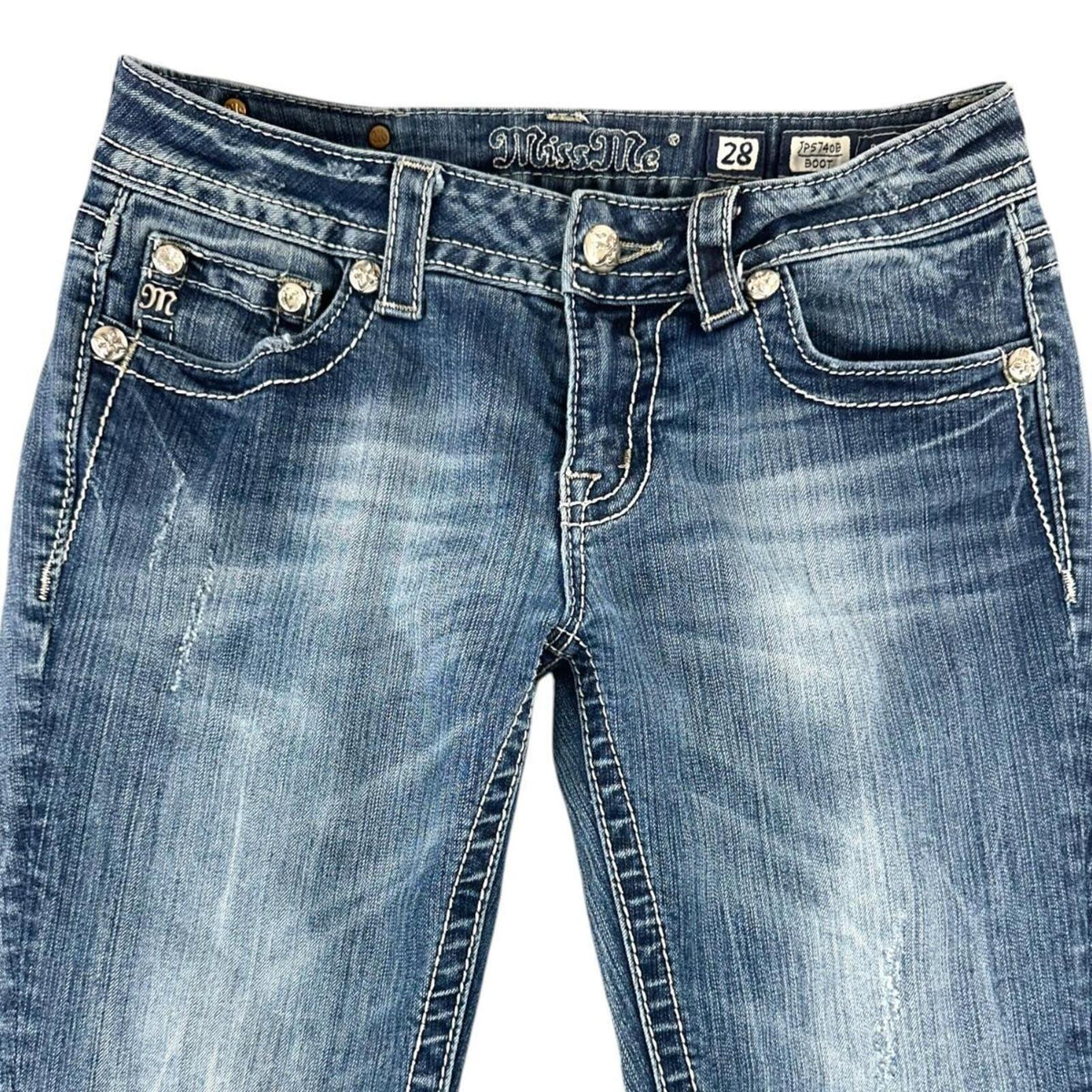 Miss Me Vintage Y2K Rhinestone Embellished Bootcut Jeans with Wings and Hearts