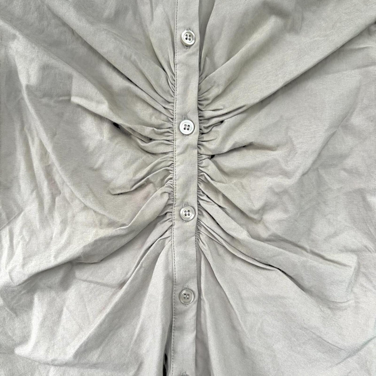Love Tree Tan Cream Ruched Long Sleeve Button Up Top Indie Preppy Bohemian