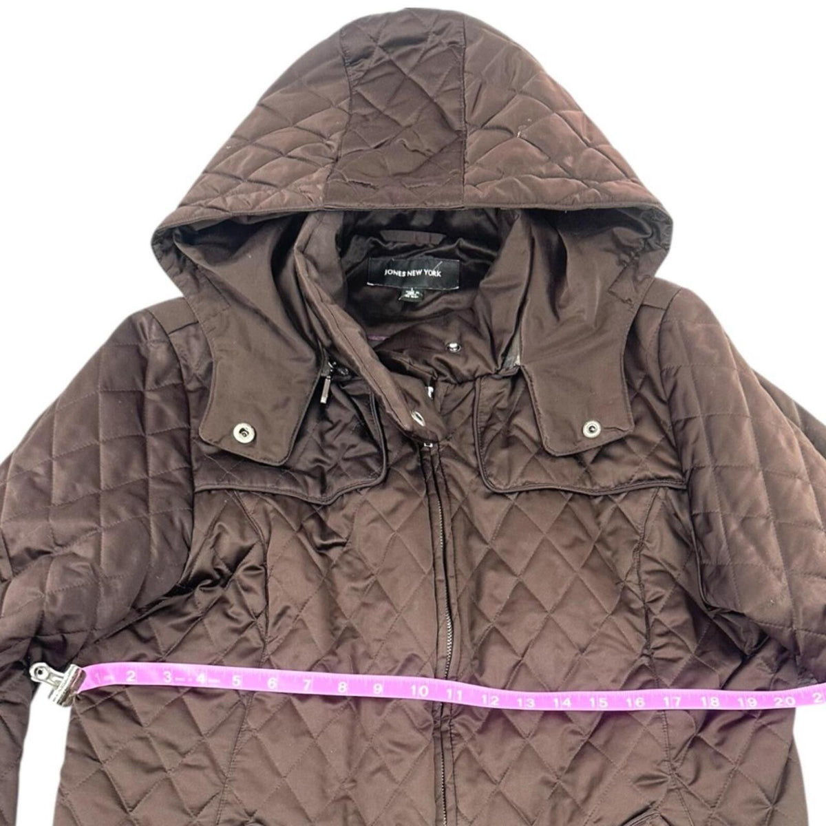 Jones New York Dark Brown Diamond Quilted Jacket Classic Preppy