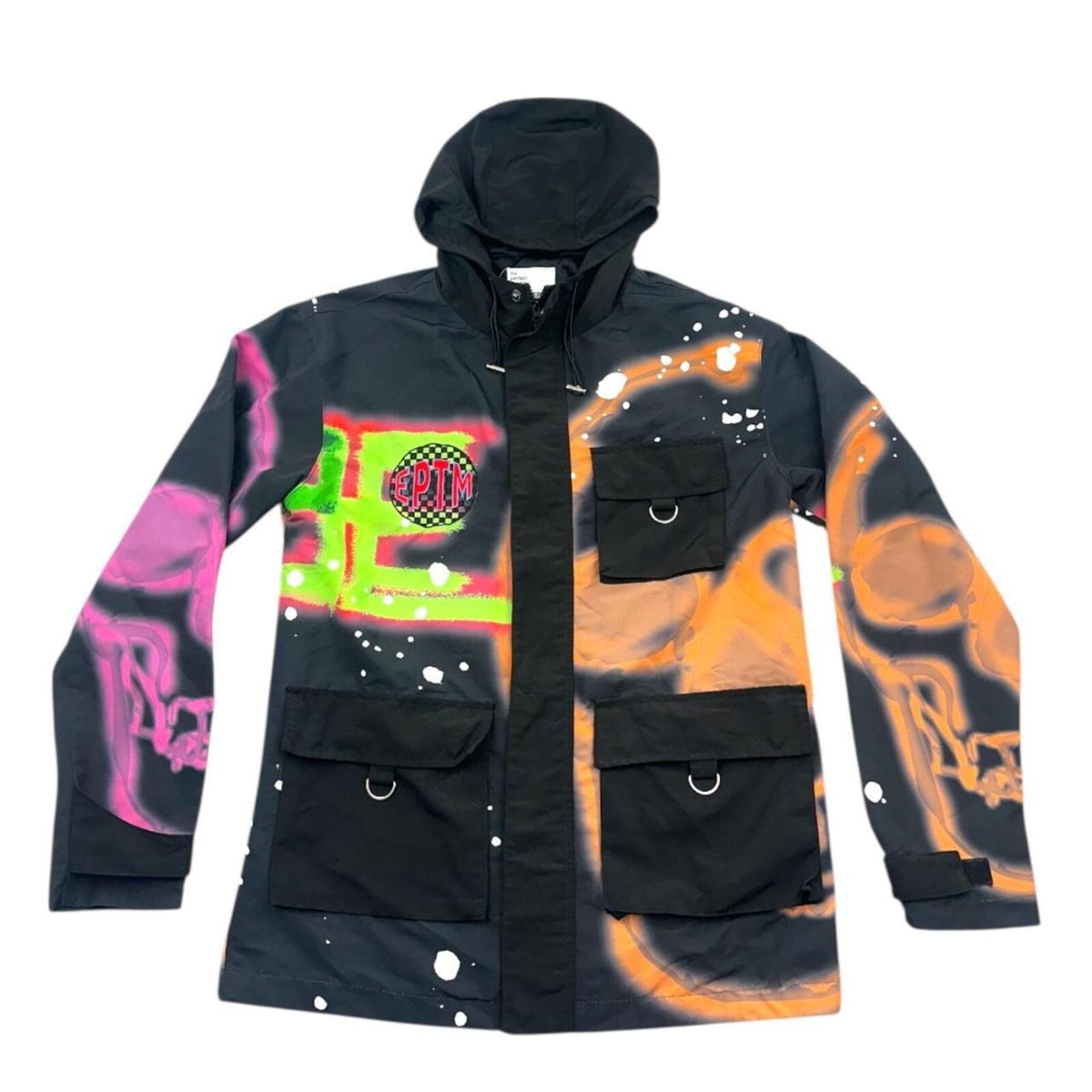 EPTM Multi Color Streetwear Hoodie Jacket with Graffiti Skull & Utility Pockets